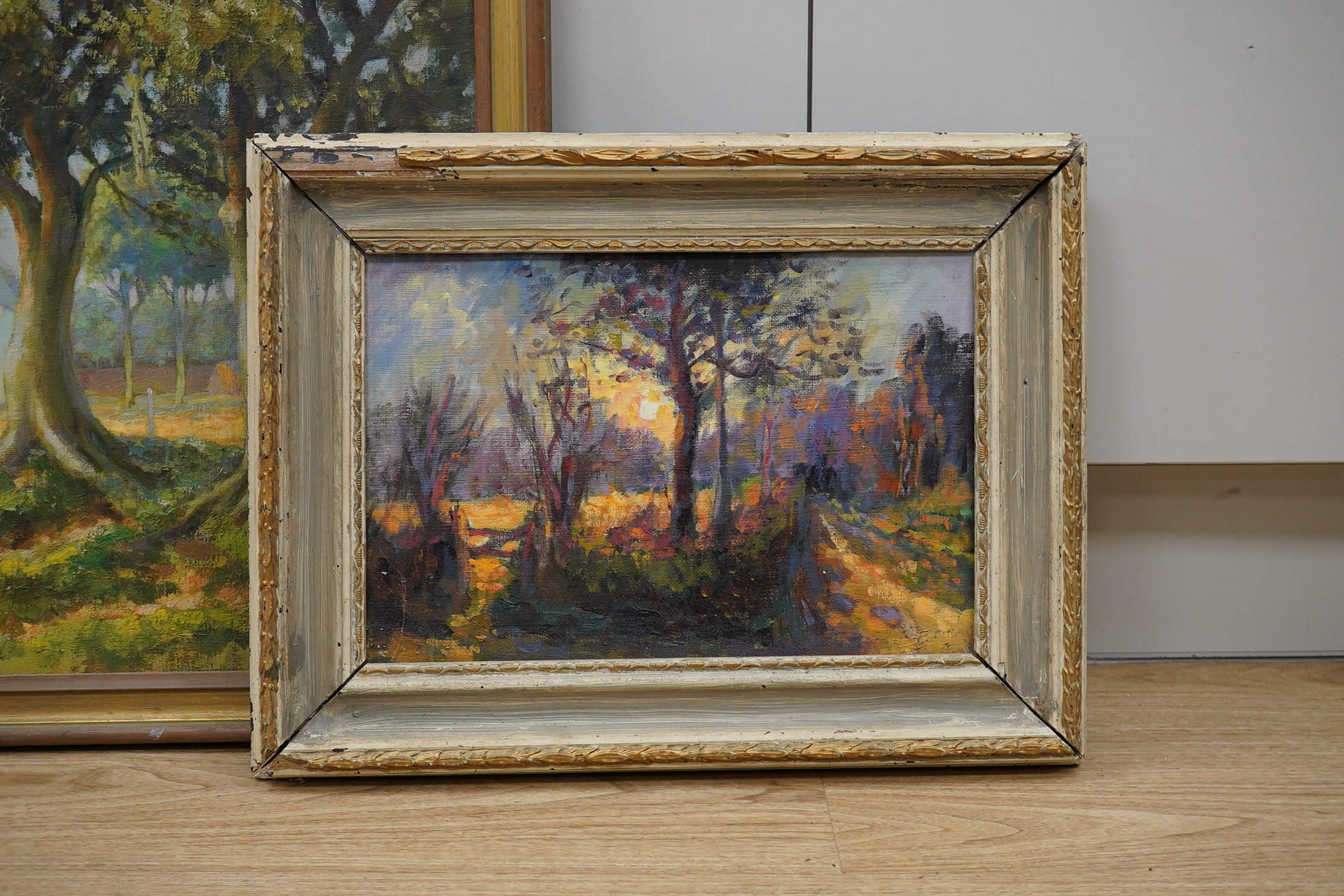 Wyndham Edwin George Giles, two oils, Landscapes, unsigned, largest 50 x 60cm. Condition - good